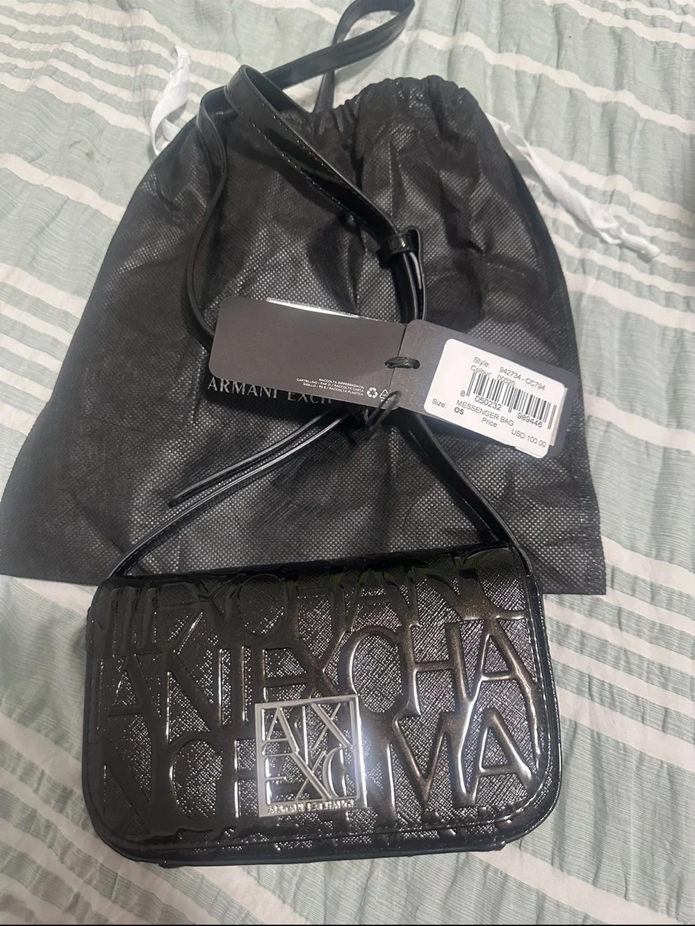 NWT Armani Exchange Liz Embossed Logo Crossbody Bag